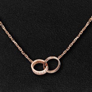 LOVE Screwdriver Diamond Necklace, Interlocking Pendant Pink Gold Rose Gold, New